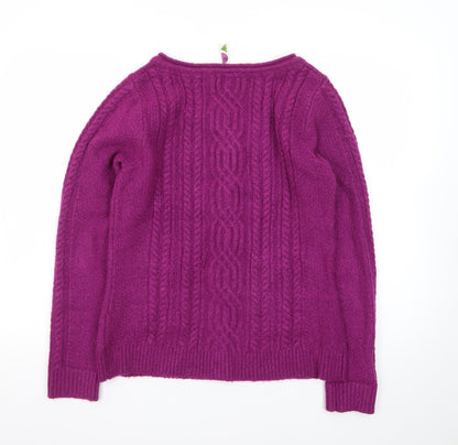 Windfish Womens Purple Wool Blend Cable Knit Cardigan Size 12