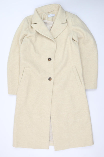 In The Style Women’s Beige Wool Blend Long Overcoat UK 12