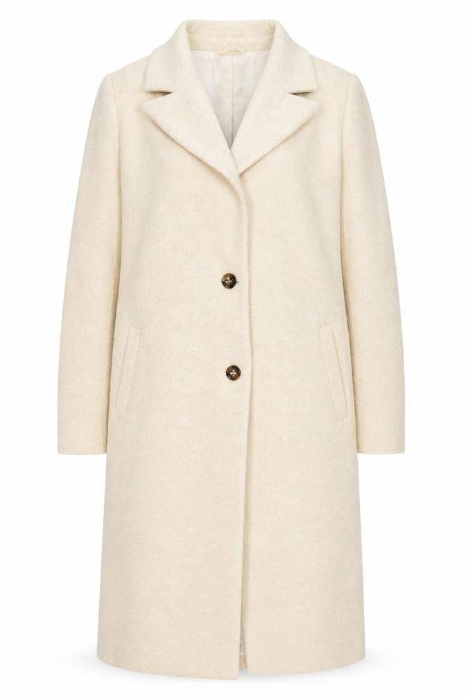 In The Style Women’s Beige Wool Blend Long Overcoat UK 12