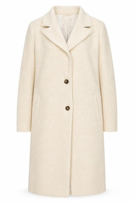In The Style Women’s Beige Wool Blend Long Overcoat UK 12