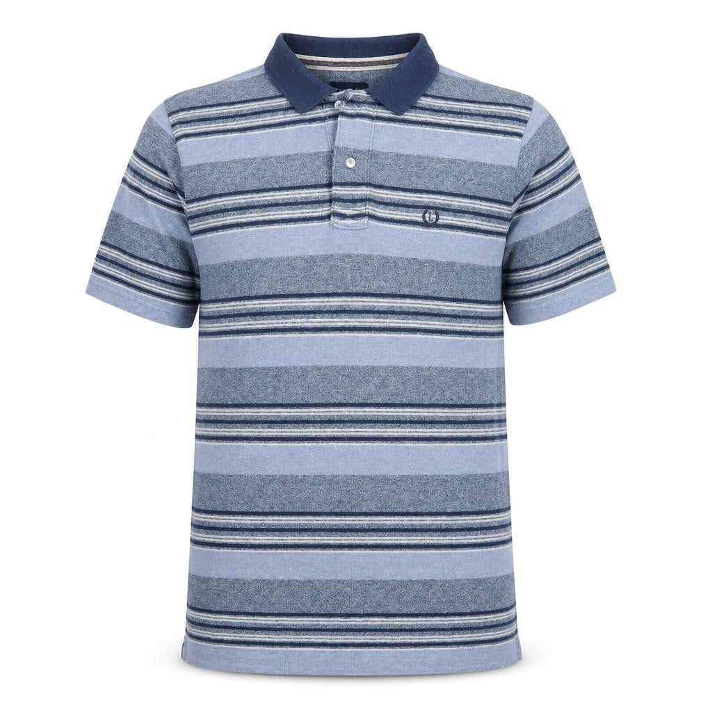 Lincoln Men's Blue Striped Collared Polo Shirt Size S