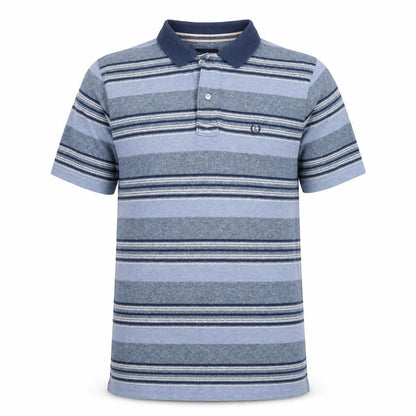 Lincoln Men's Blue Striped Collared Polo Shirt Size S