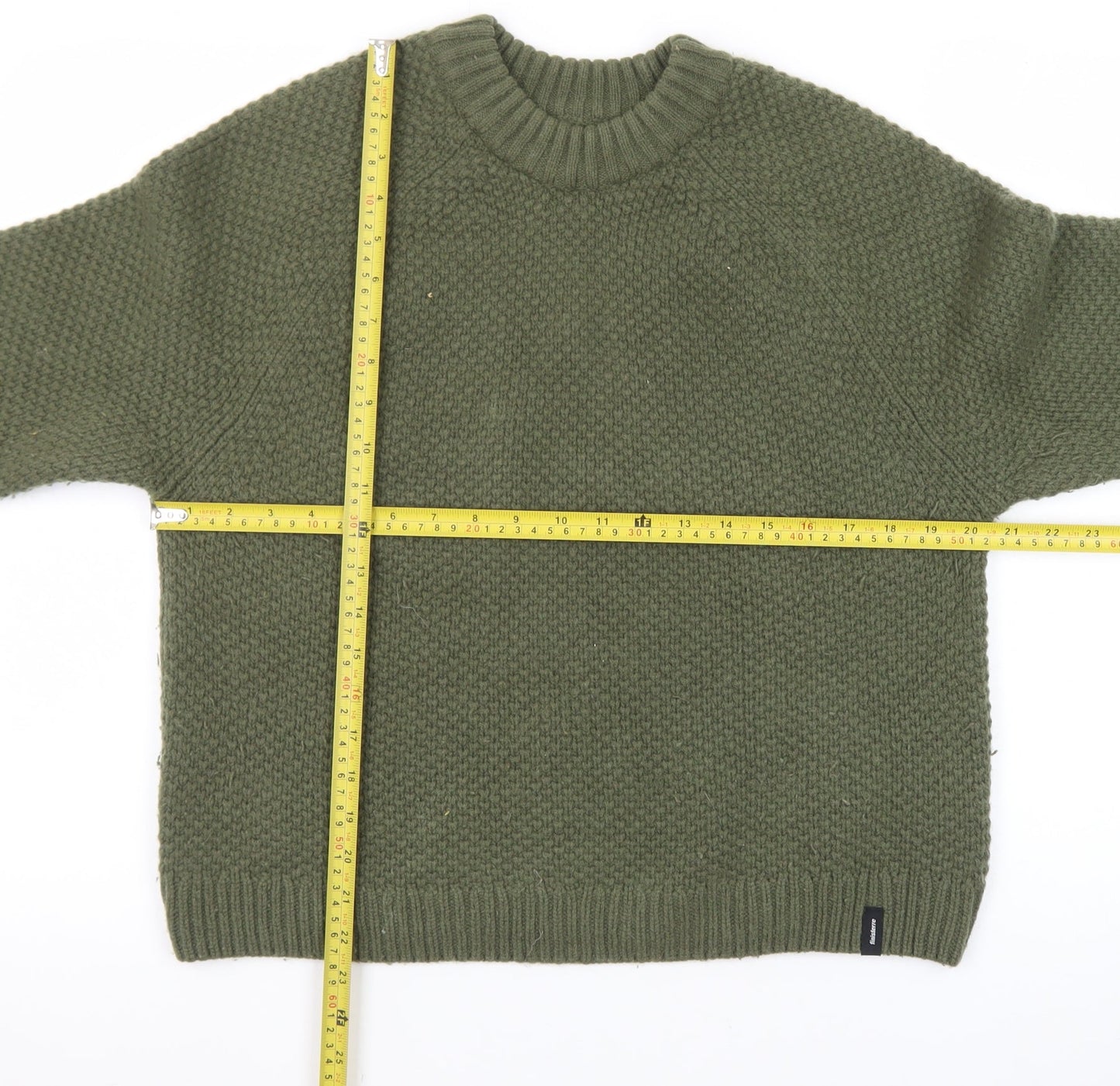 Finisterre Women Green Wool Blend Crew Neck Jumper Size 12