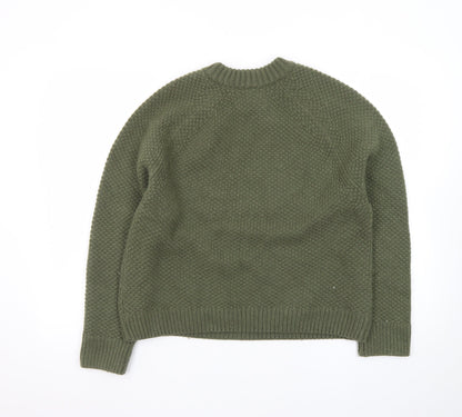 Finisterre Women Green Wool Blend Crew Neck Jumper Size 12