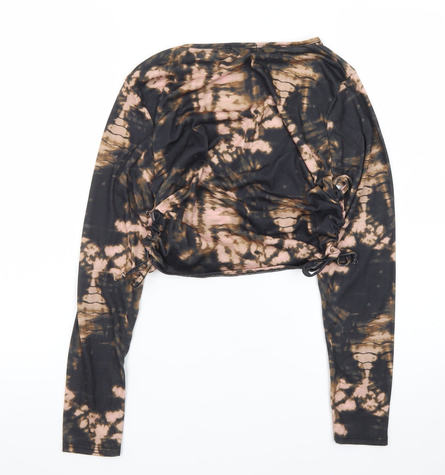 Boohoo Womens Multicoloured Tie Dye Cropped Long Sleeve Top UK 12