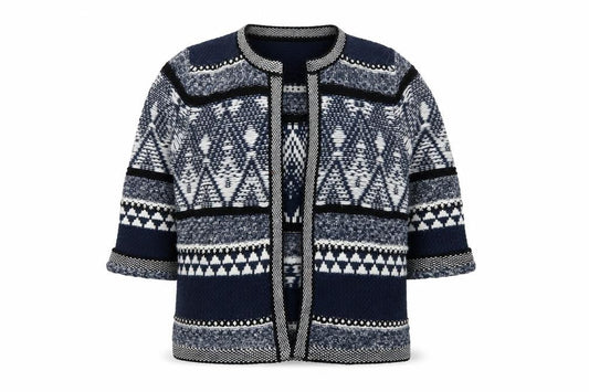 Falmer Heritage Women's Blue Geometric Knit Cardigan Size 12