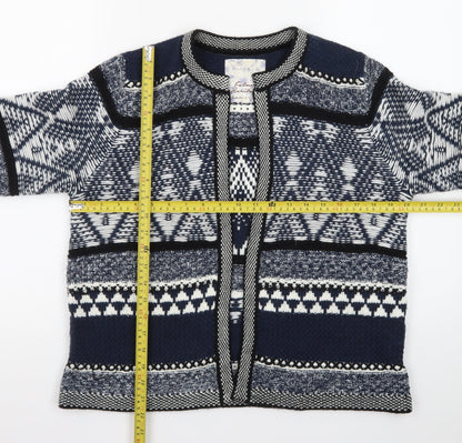 Falmer Heritage Women's Blue Geometric Knit Cardigan Size 12