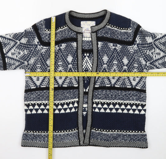Falmer Heritage Women's Blue Geometric Knit Cardigan Size 12
