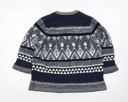Falmer Heritage Women's Blue Geometric Knit Cardigan Size 12