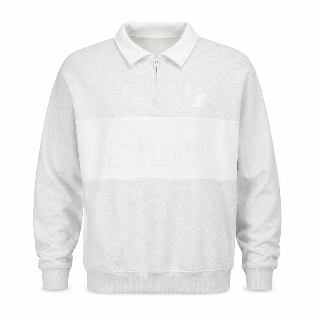 Bo&Tee Mens Grey Collared 1/4 Zip Athletic Sweatshirt L