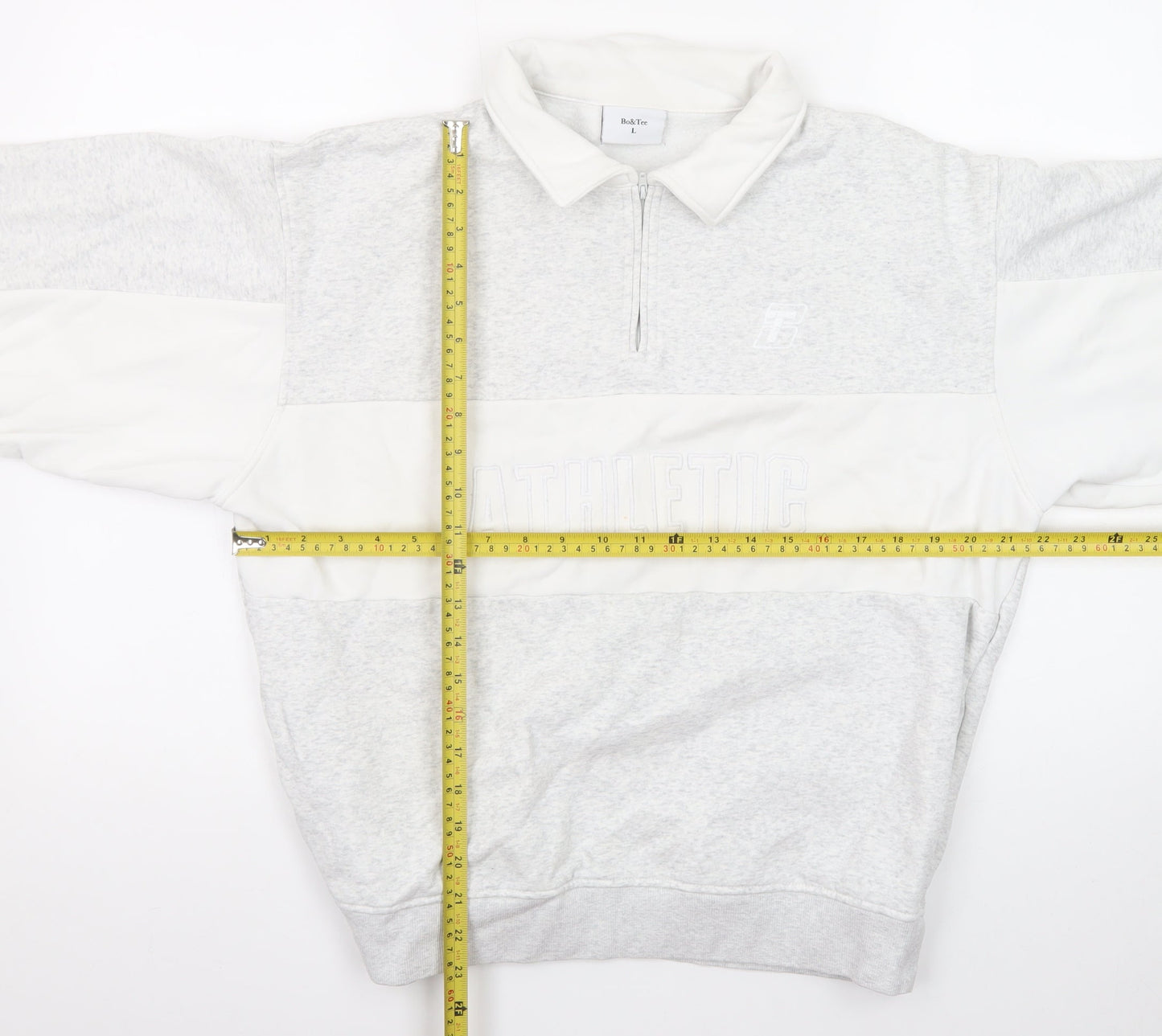 Bo&Tee Mens Grey Collared 1/4 Zip Athletic Sweatshirt L