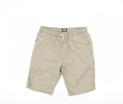 Next Boys Beige 12 Years Chino Shorts with Elastic Waist and Drawstring