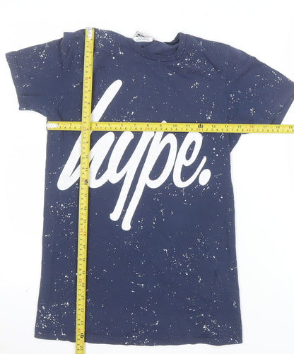 Hype Men's Blue XS Graphic Print Crew Neck Cotton T-Shirt