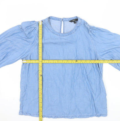 Next Women Blue Lyocell 3/4 Sleeve Tunic Blouse Size 12