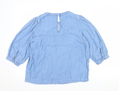 Next Women Blue Lyocell 3/4 Sleeve Tunic Blouse Size 12