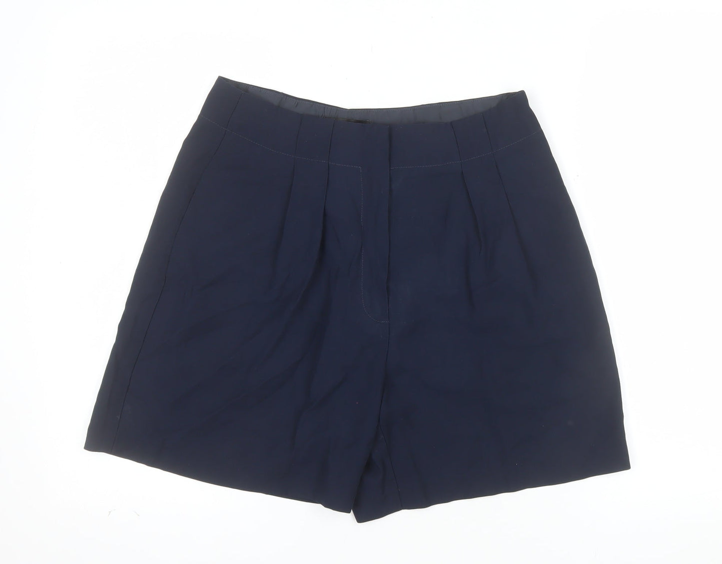 F&F Women's Blue Chino Shorts UK 10 Pleated Mid Rise