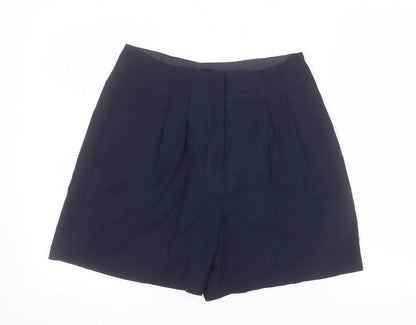 F&F Women's Blue Chino Shorts UK 10 Pleated Mid Rise
