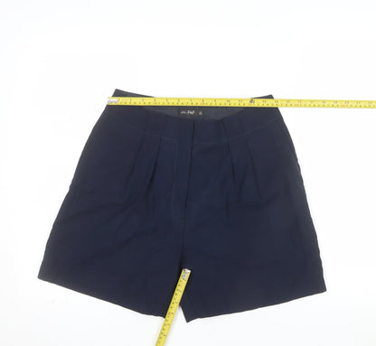 F&F Women's Blue Chino Shorts UK 10 Pleated Mid Rise