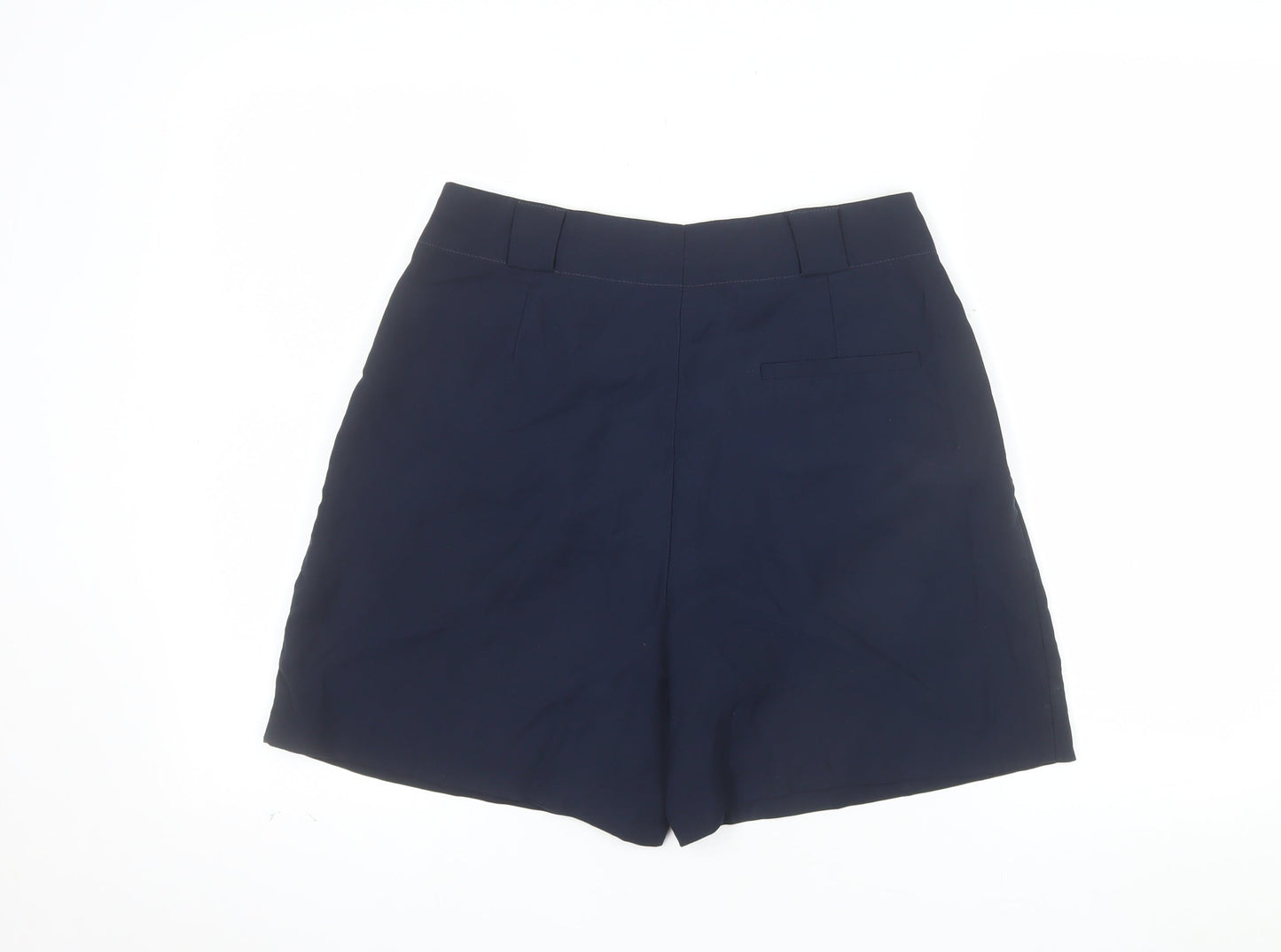 F&F Women's Blue Chino Shorts UK 10 Pleated Mid Rise
