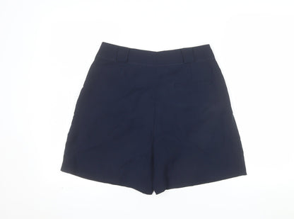 F&F Women's Blue Chino Shorts UK 10 Pleated Mid Rise