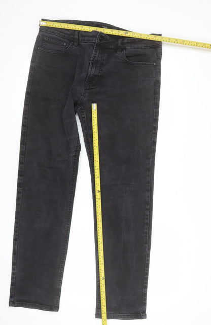 Next Mens Black Slim Fit 36L Jeans Straight Denim