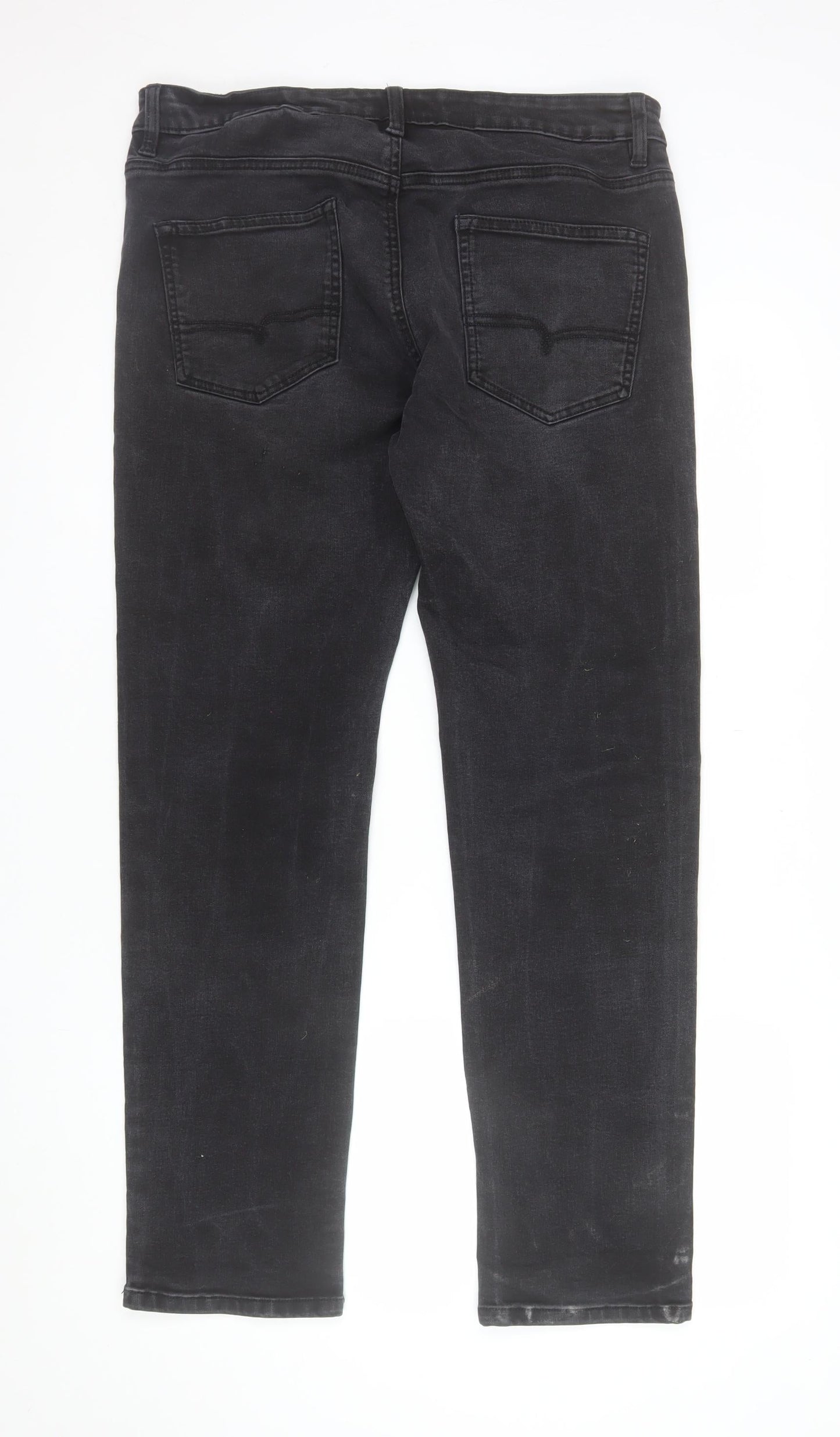 Next Mens Black Slim Fit 36L Jeans Straight Denim