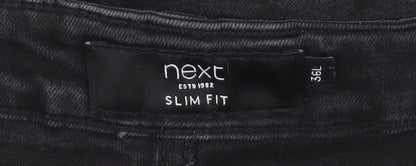 Next Mens Black Slim Fit 36L Jeans Straight Denim