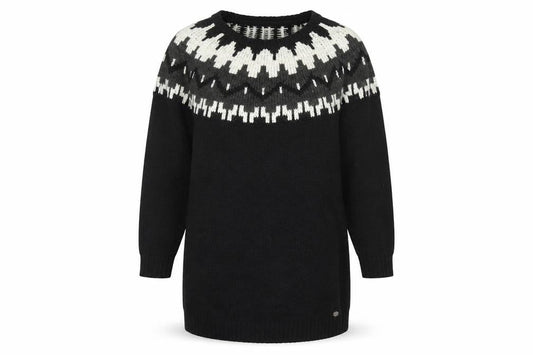 ONLY Women’s Black Geometric Knit Pullover Jumper Size S