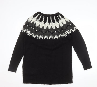 ONLY Women’s Black Geometric Knit Pullover Jumper Size S
