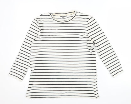 Warehouse Women’s White Striped Long Sleeve Jersey T-Shirt Size 12