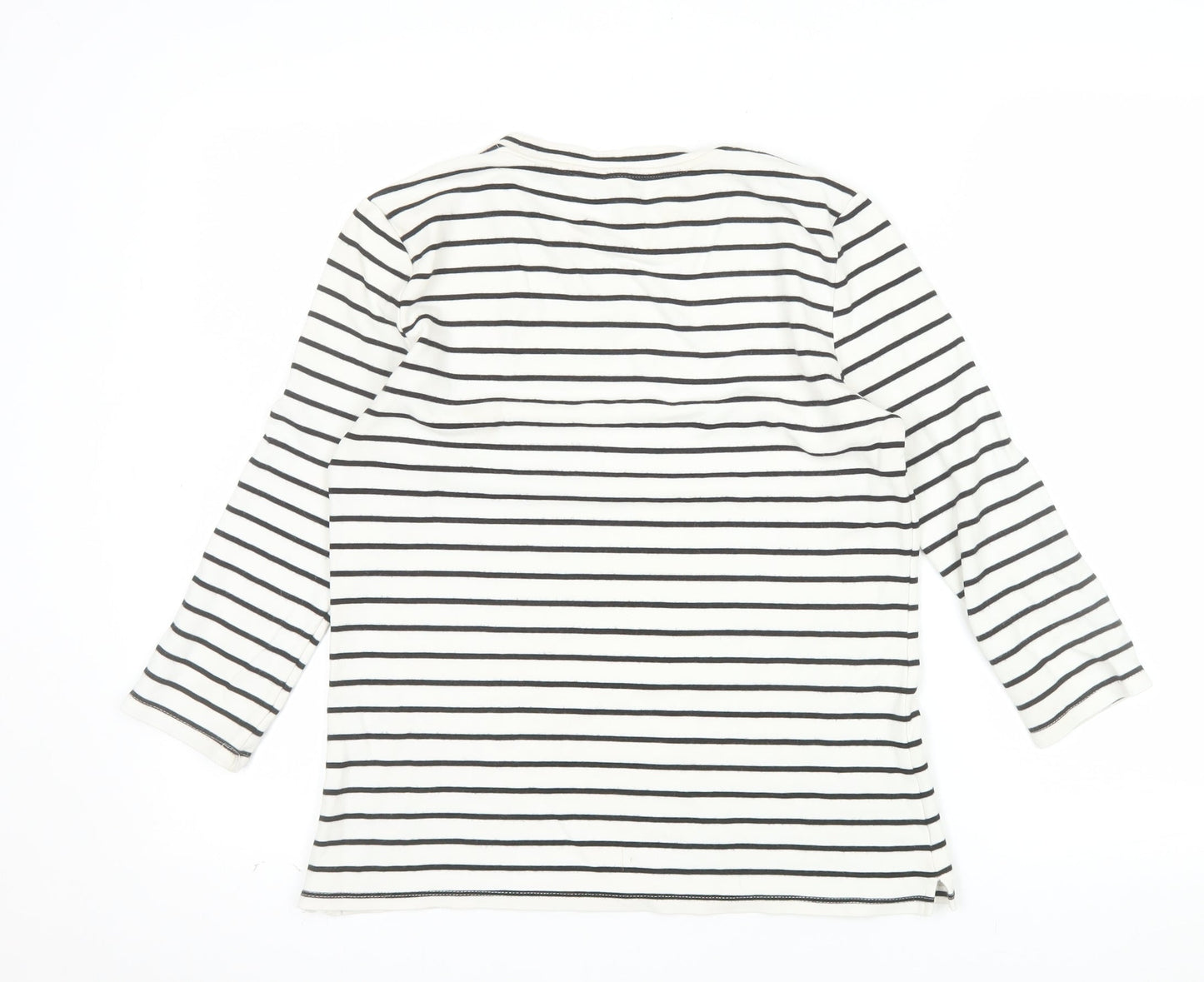 Warehouse Women’s White Striped Long Sleeve Jersey T-Shirt Size 12