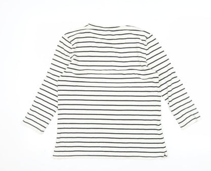 Warehouse Women’s White Striped Long Sleeve Jersey T-Shirt Size 12