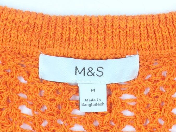 Marks and Spencer Womens Orange Crochet Knit Sleeveless Tank Top M