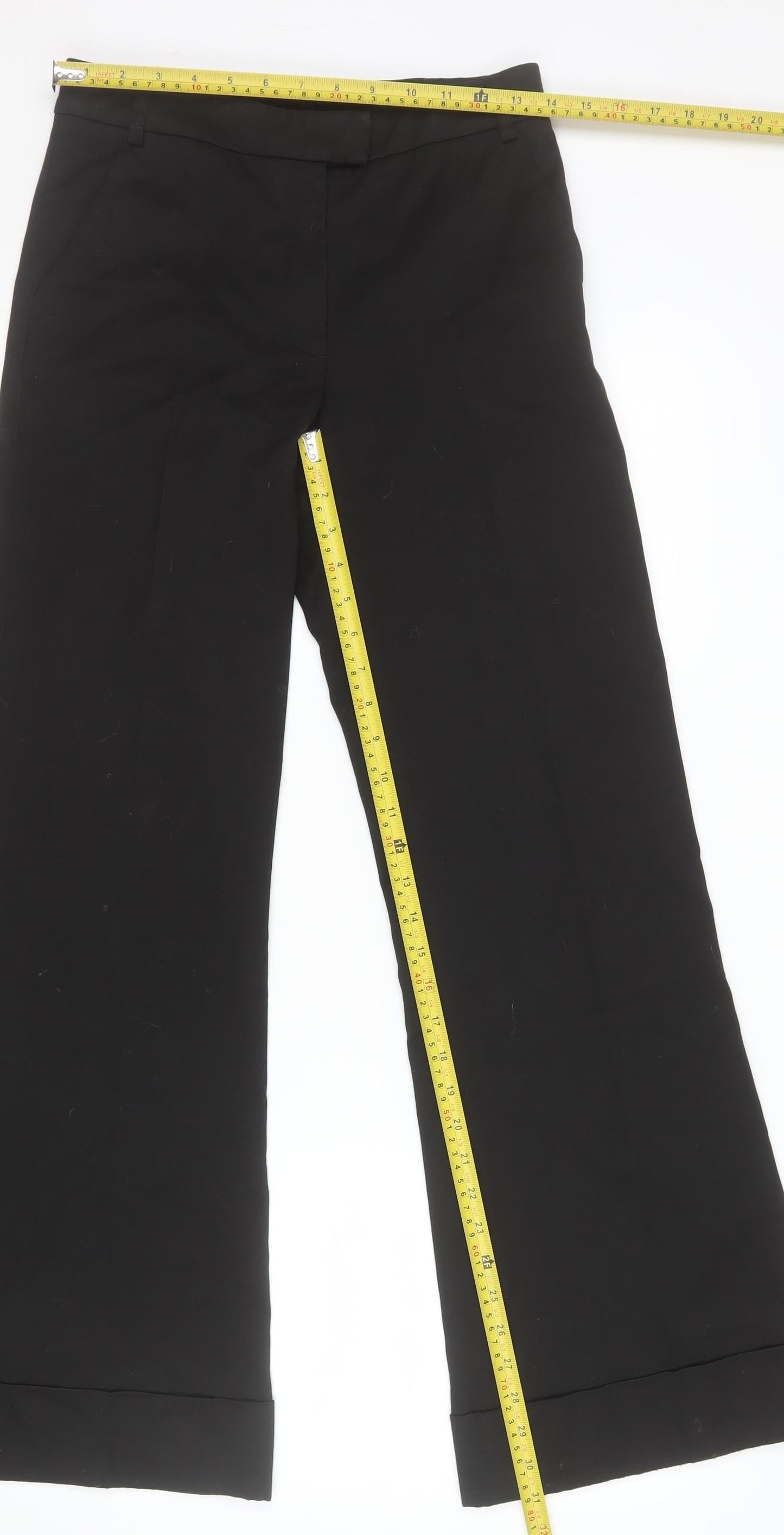 H&M Women's Black Wide-Leg Dress Pants Size 8 Stretch Work Trousers