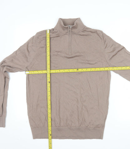 Marks and Spencer Men’s Beige Merino Wool 1/2 Zip Jumper L