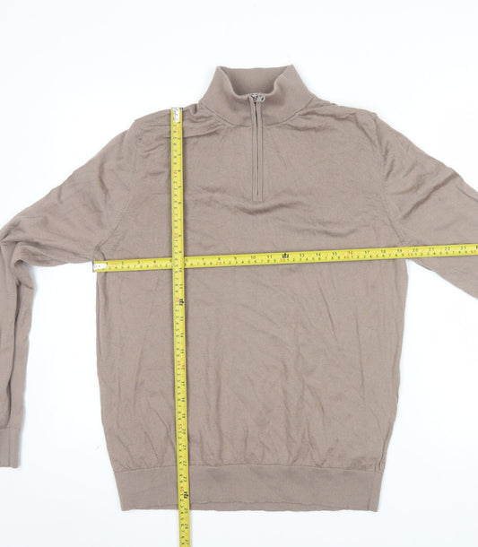 Marks and Spencer Men’s Beige Merino Wool 1/2 Zip Jumper L