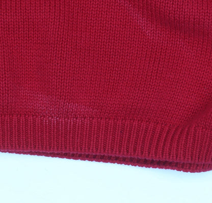 Isle Essentials Women's Red Cotton Crew Neck Pullover Jumper L 18-20