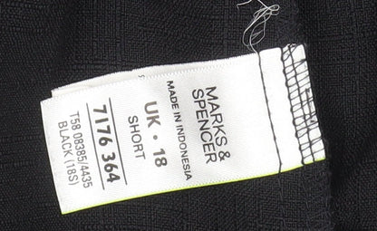 Marks and Spencer Women Black Size 18 Short Straight Leg Trousers