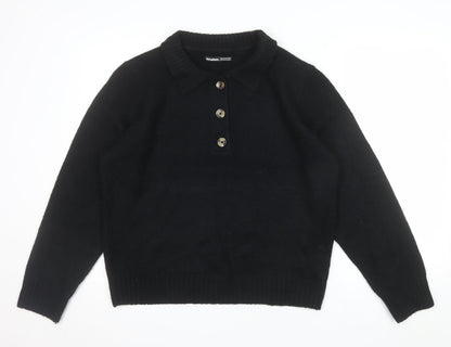 Threadbare Women’s Black Collared Henley Jumper Size 16
