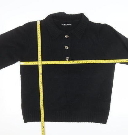 Threadbare Women’s Black Collared Henley Jumper Size 16