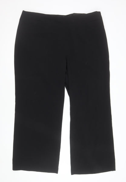 Marks and Spencer Womens Black Stretch Trousers Size 18 Regular Fit