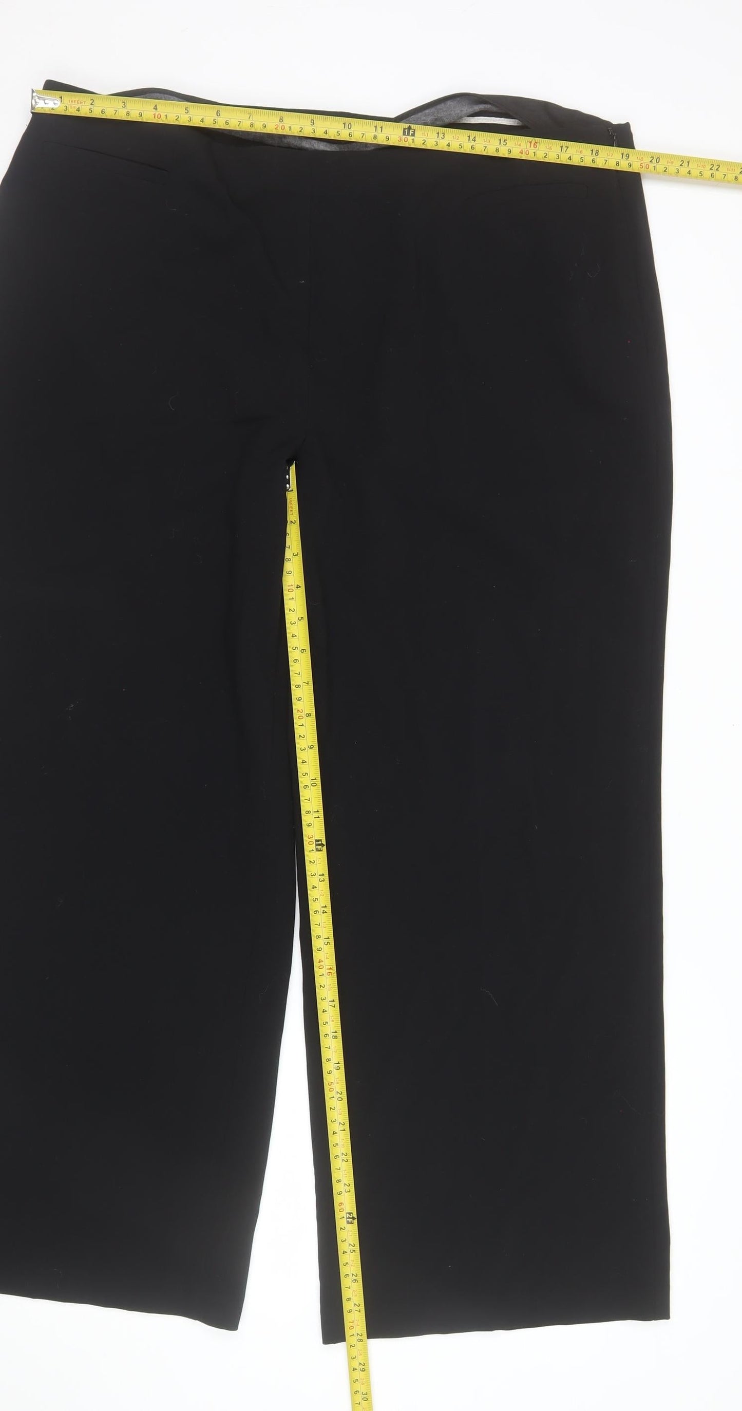Marks and Spencer Womens Black Stretch Trousers Size 18 Regular Fit