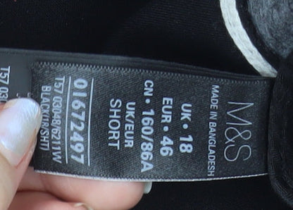 Marks and Spencer Womens Black Stretch Trousers Size 18 Regular Fit