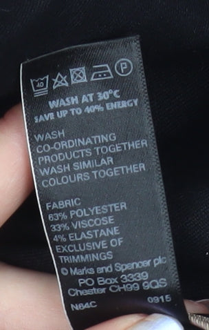 Marks and Spencer Women’s Black Stretch Trousers Size 24 Regular Fit