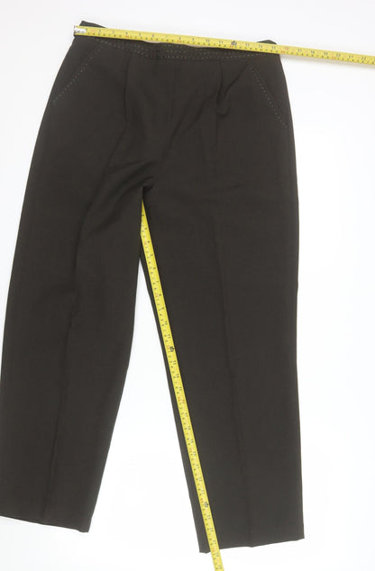 Bonmarché Women's Brown Size 14 Straight Leg Elastic Waist Trousers