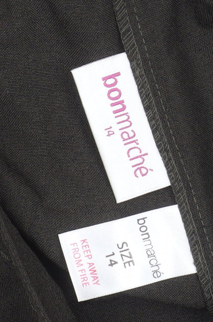 Bonmarché Women's Brown Size 14 Straight Leg Elastic Waist Trousers