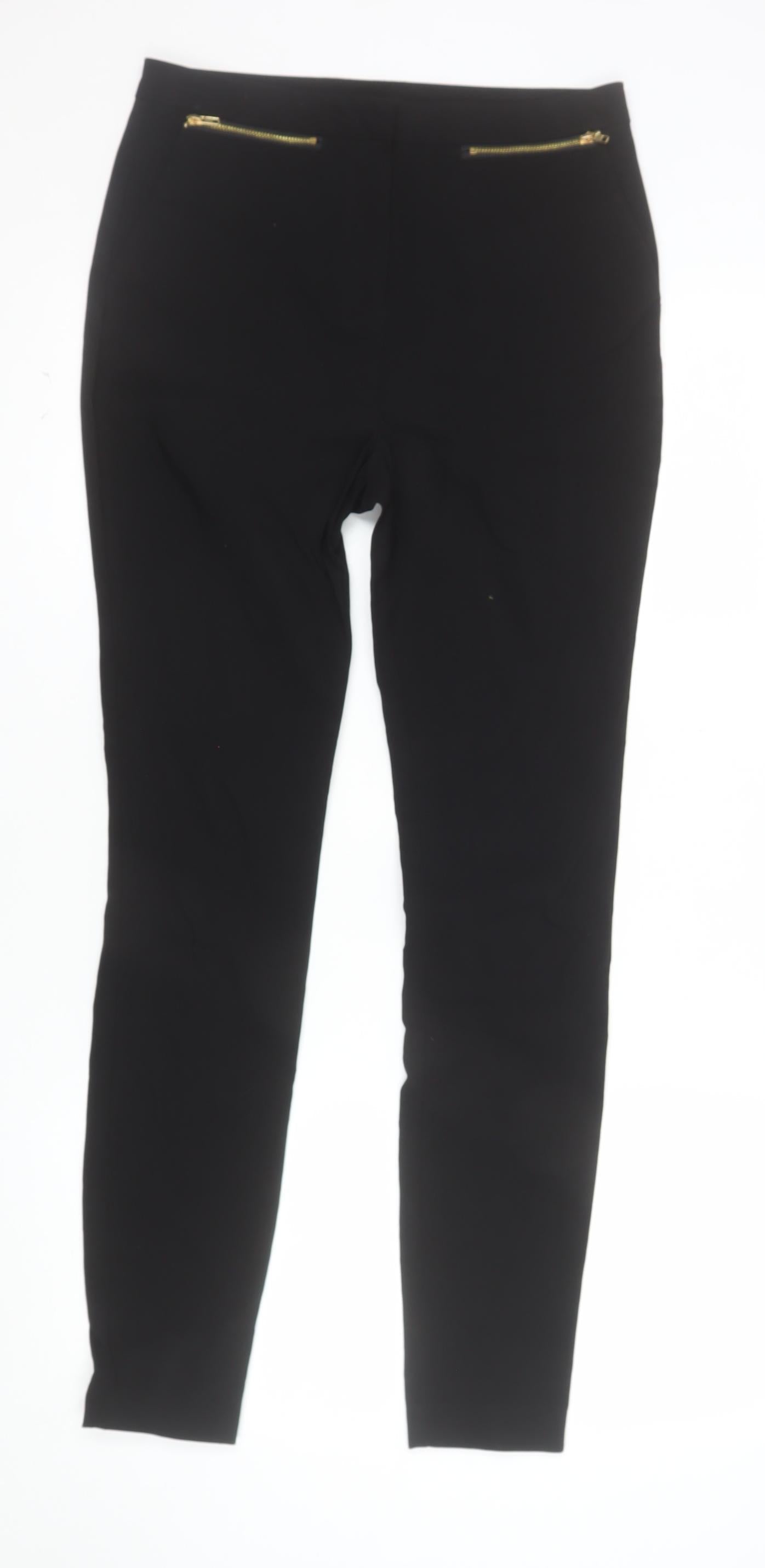 New Look Womens Black Size 10 Skinny Trousers with Gold Zip Accents