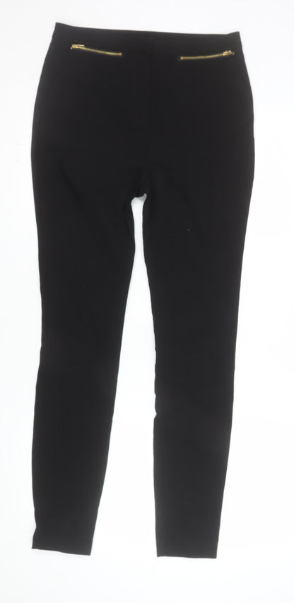 New Look Womens Black Size 10 Skinny Trousers with Gold Zip Accents