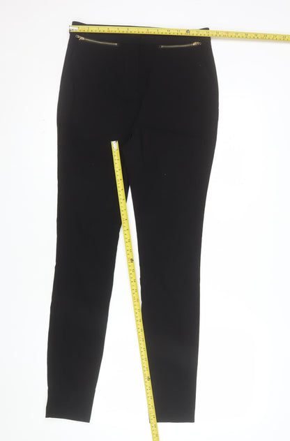 New Look Womens Black Size 10 Skinny Trousers with Gold Zip Accents