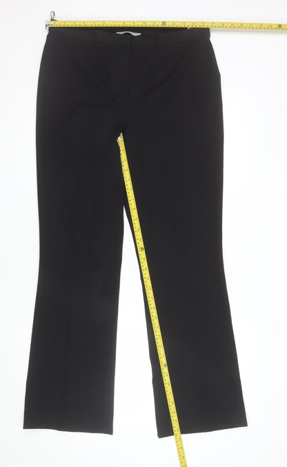 Marks and Spencer Women Black Size 14 Long Straight Leg Trousers